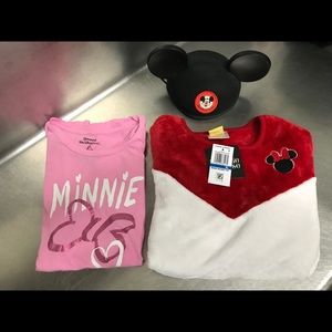 Disney Girls Minnie Fleece & T-Shirt & Hat Bundle